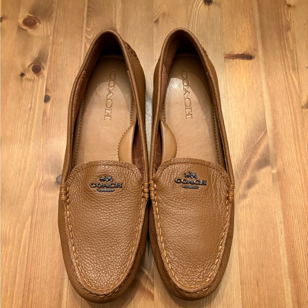 Coach Tan Leather Flats Moccasin Style